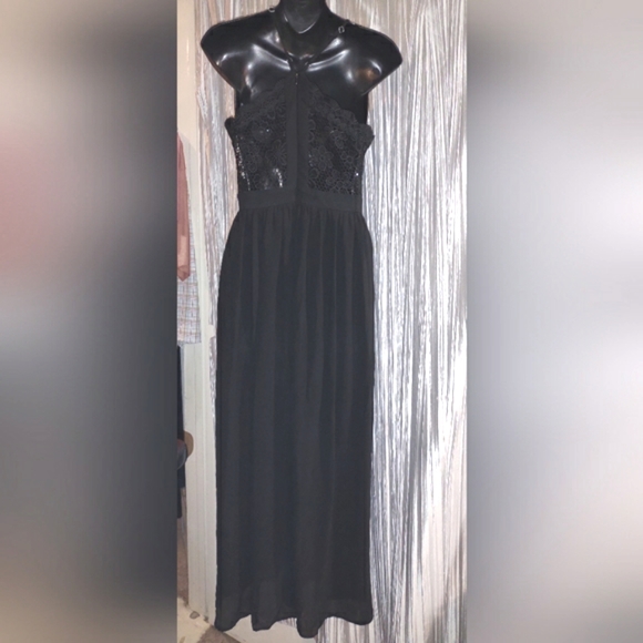 Lace front maxi dress sheer slits to knee sundress New with tags medium - Picture 11 of 16